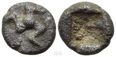 Greek Coins PAMPHYLIA. Aspendos. Obol (5th century BC). Obv: Triskeles. Rev: Quadripartite incuse square. Cf. Rosen 392 (hemiobol; uncertain Asia Minor); Brindley 121 = Asia Minor Coins online #999; c