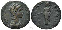 Roman Provincial Coins PAMPHYLIA. Side. Orbiana (Augusta, 225-227). Ae. Obv: ΓΝ ϹЄ ϹΑΛ ΒΑ ΟΡΒΙΑΝΗ ϹЄ. Draped bust right. Rev: CIΔHTΩN. Athena standing left, holding palm branch and dropping pebble int
