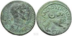 Roman Provincial Coins CILICIA. Anemurium. Maximinus I Thrax (235-238). Ae. Dated RY 1 (AD 235). Obv: ΑΥ Κ Γ Ι ΟΥΗΡ ΜΑΞΙΜЄΙΝΟΝ. Laureate, draped and cuirassed bust right. Rev: ΑΝЄΜΟΥΡΙЄωΝ ЄΤ Α. Lion a