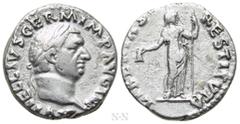 Roman Imperial Coins VITELLIUS (69). Denarius. Rome. Obv: A VITELLIVS GERM IMP AVG TR P. Laureate head right. Rev: LIBERTAS RESTITVTA. Libertas standing facing, head right, holding pileus and long rod