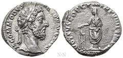 Roman Imperial Coins COMMODUS (177-192). Denarius. Rome. Obv: M COMMODVS ANTON AVG PIVS. Laureate head right. Rev: VOT SVSC DEC P M TR P VIIII IMP VII / COS IIII P P. Commodus standing left, sacrifici