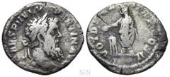 Roman Imperial Coins PERTINAX (193). Denarius. Rome. Obv: IMP CAES P HELV PERTIN AVG. Laureate head right. Rev: VOT DECEN TR P COS II. Pertinax standing left, sacrificing out of patera over lighted al