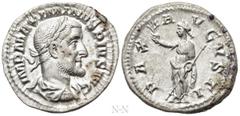 Roman Imperial Coins MAXIMINUS THRAX (235-238). Denarius. Rome. Obv: IMP MAXIMINVS PIVS AVG. Laureate, draped and cuirassed bust right. Rev: PAX AVGVSTI. Pax standing left, holding branch and sceptre.