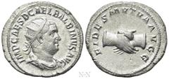 Roman Imperial Coins BALBINUS (238). Antoninianus. Rome. Obv: IMP CAES D CAE L BALBINVS AVG. Radiate, draped and cuirassed bust right. Rev: FIDES MVTVA AVGG. Clasped hands. RIC 12. Condition: Good ver
