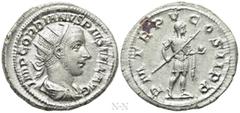 Roman Imperial Coins GORDIAN III (238-244). Antoninianus. Rome. Obv: IMP GORDIANVS PIVS FEL AVG. Radiate, draped and cuirassed bust right. Rev: P M TR P V COS II P P. Gordian in military dress standin