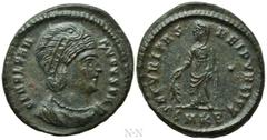 Roman Imperial Coins HELENA (Augusta, 324-328/30). Follis. Cyzicus. Obv: FL HELENA AVGVSTA. Diademed and draped bust right. Rev: SECVRITAS REI PVBLICE / • / SMKB. Securitas standing left, holding bran