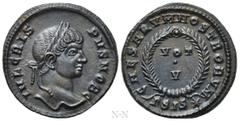 Roman Imperial Coins CRISPUS (Caesar, 316-326). Follis. Siscia. Obv: IVL CRISPVS NOB C. Laureate head right. Rev: CAESARVM NOSTRORVM / ΓSIS (star). VOT / V in two lines within wreath. RIC 161. Conditi