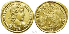 Roman Imperial Coins CONSTANTIUS II (337-361). GOLD Solidus. Thessalonica. Obv: D N CONSTANTIVS MAX AVGVSTVS. Laurel and rosette-diademed, draped and cuirassed bust right. Rev: GLORIA REI PVBLICAE / (