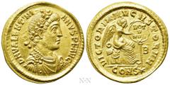 Roman Imperial Coins VALENTINIAN I (364-375). GOLD Solidus. Constantinople. Obv: D N VALENTINIANVS P F AVG. Rosette-diademed, draped and cuirassed bust right. Rev: VICTORIA AVGVSTORVM / O - B / CONS (
