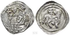 Medieval Coins AUSTRIA. Kärnten (Carinthia). Bernhard von Spanheim (1202-1256). Pfennig. St. Veit. Obv: DVX BERNARDVS. Bernhard standing facing, holding cross and flag. Rev: Agnus Dei (Lamb of God) st