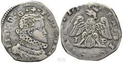 World Coins ITALY. Sicily. Filippo II (1556-1598). 4 Tarì (1618-IP). Messina. Obv: PHILIP III D G. Armored bust right, wearing ruffled collar. Rev: REX SICILIAE. Eagle facing, head left, wings display