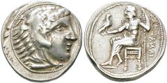 KELTEN, DONAUKELTEN, IMIT. D. TETRAD. ALEXANDERS III. Tetradrachme. Herakleskopf mit Löwenfell r. Rs: Zeus thront l. mit Adler und Langzepter. OTA vgl. 571. Kostial vgl. 875. 17.59g, ss Leicht barbari