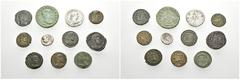 LOTS Römische Silber- und Bronzemünzen:Quinar des M. Porcius Cato, Antoninian des Elagabal, AE-27 mm des Treb. Gallus aus Viminacium, Kleinfollis des Constantinus I. d. Gr., Maiorina des Vetranio und 