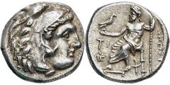 GRIECHISCHE MÜNZEN, GRIECHISCHES MUTTERLAND, KÖNIGREICH MAKEDONIEN PHILIPPOS III. ARRHIDAIOS 323-317, Lydien, Sardeis.Drachme. Herakleskopf mit Löwenfell r. Rs: Zeus thront l. mit Adler und Langzepter