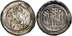 Medieval Coins Römisch-Deutsches Reich, ELSASS, STRASSBURG,BISCHÖFLICHE MÜNZSTÄTTE Rudolf. 1162-1179, Pfennig o.J. Brustbild mit Krummstab und segnender rechter Hand von vorne. Rs: Kreuz auf einer Mau