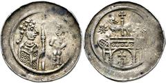 Medieval Coins Römisch-Deutsches Reich, ELSASS, STRASSBURG,BISCHÖFLICHE MÜNZSTÄTTE Anonyme Prägungen, Pfennig o.J. Brustbild mit Krummstab rechts, daneben Mann mit Buch. Rs: Lamm mit Kreuzstab auf Por