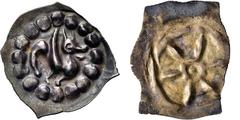 Medieval Coins Römisch-Deutsches Reich, BADEN, UNBESTIMMTE BREISGAUER MÜNZSTÄTTE Vierzipfliger Pfennig o.J. (um 1250). Lindwurm in Perlkreis rechts (vz, oberflächlicher Riss). Dazu Basel. Vierzipflige