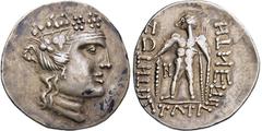 KELTEN KELTEN, DONAUKELTEN, IMIT. D. TETRADR. V. THASOS. Tetradrachme. Dionysoskopf mit Efeukranz r. Rs: Stilisierter Herakles mit Keule steht l. Aufgelöste Legende. OTA -, vgl. Kl. III. Kostial -. 16