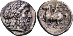GRIECHISCHE MÜNZEN GRIECHISCHE MÜNZEN, GRIECHISCHES MUTTERLAND, KÖNIGREICH MAKEDONIEN PHILIPPOS II. 359-336, Makedonien, Amphipolis.Tetradrachme. 355-348. Belorbeerter Zeuskopf r. Rs: König mit Kausia