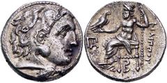 GRIECHISCHE MÜNZEN GRIECHISCHE MÜNZEN, GRIECHISCHES MUTTERLAND, KÖNIGREICH MAKEDONIEN PHILIPPOS III. ARRHIDAIOS 323-317, Ionien, Kolophon.Drachme. 323-319. Herakleskopf mit Löwenfell r. Rs: Zeus thron