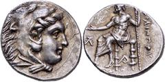 GRIECHISCHE MÜNZEN GRIECHISCHE MÜNZEN, GRIECHISCHES MUTTERLAND, KÖNIGREICH MAKEDONIEN PHILIPPOS III. ARRHIDAIOS 323-317, Lydien, Sardeis.Drachme. 323-319. Herakleskopf mit Löwenfell r. Rs: Zeus thront
