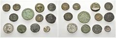 LOTS LOTS Römische Silber- und Bronzemünzen:Quinar des M. Porcius Cato, Antoninian des Elagabal, AE-27 mm des Treb. Gallus aus Viminacium, Kleinfollis des Constantinus I. d. Gr., Maiorina des Vetranio