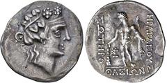 KELTEN, DONAUKELTEN, IMIT. D. TETRADR. V. THASOS. Tetradrachme. Dionysoskopf mit Efeukranz r. Rs: Herakles steht l. mit Keule. Monogramm. OTA Taf. 46 Klasse II,3. Kostial -. 16.78g, Etw. fleckige Tönu