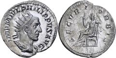 RÖMISCHE MÜNZEN, RÖMISCHES KAISERREICH PHILIPPUS I. ARABS. 244-249, Antoninian. Drapierte und gepanzerte Büste mit Strahlenkrone r. Rs: Securitas thront l. mit Zepter. C. 215. R.I.C. 48 b. 4.66g, Schö