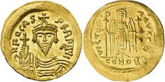 BYZANTINISCHE MÜNZEN, BYZANTINISCHE MÜNZEN PHOCAS. 602-610, Solidus. Reduzierter Solidus zu 23 Siliquae. Drapierte und gepanzerte Frontalbüste mit Kreuzglobus. Rs: Victoria steht frontal mit Langkreuz