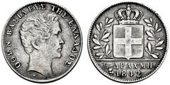 GEPRÄGE DES AUSLANDES GRIECHENLAND Othon von Bayern. 1832-1862 Athen. 1/2 Drachmi 1842 P r o b e (Mzz. Eule; Stempel von Heyer). OQWN BASILEYS THS ELLADOS Kopf des Königs r. über x Rs: Gekrönter Lande