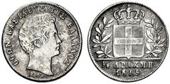 GEPRÄGE DES AUSLANDES GRIECHENLAND Othon von Bayern. 1832-1862 Athen. 1/4 Drachmi 1845 ohne Mzz. (Stempel von Karl Friedrich Voigt). OQWN BASILEYS THS ELLADOS Kopf des Königs r. Rs: Gekrönter Landessc
