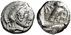 GRIECHISCHE MÜNZEN, GRIECHISCHES MUTTERLAND, ATTIKA, ATHEN. Tetradrachme. 510-480. Athenakopf mit attischem Helm r. Rs: Eule r., dahinter Olivenzweig. SNG COP. 20. Svoronos Taf. 4,36. SNG München 35. 