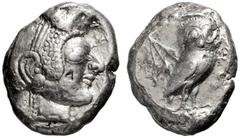 GRIECHISCHE MÜNZEN, GRIECHISCHES MUTTERLAND, ATTIKA, ATHEN. Tetradrachme. 510-480. Athenakopf mit attischem Helm r. Rs: Eule r., dahinter Olivenzweig. SNG COP. 19. Svoronos Taf. 5,6. SNG München 34. 1
