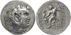 KELTEN, DONAUKELTEN, IMIT. D. TETRAD. ALEXANDERS III. Tetradrachme. Herakleskopf mit Löwenfell r. Rs: Zeus thront l. mit Adler und Langzepter. Beizeichen Helm. OTA -, vgl. 573,2. 15.53g, Schöne Tönung