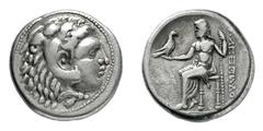 KELTEN, DONAUKELTEN, IMIT. D. TETRAD. ALEXANDERS III. Tetradrachme. Herakleskopf mit Löwenfell r. Rs: Zeus thront l. mit Adler und Langzepter. OTA -, vgl. 566,1. Kostial 875 var. 16.84g, Schöne Tönung