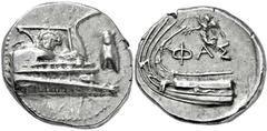 GRIECHISCHE MÜNZEN, ASIEN, LYKIEN, PHASELIS. Stater. Ca. 250-220. Prora r., im Aufbau frontales Gorgoneion. Beizeichen Zickade. Rs: Schiffsheck l., darüber Nike mit offenem Siegeskranz. Heipp-Tamer -.