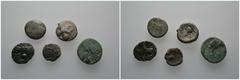 LOTS Keltische Münzen:AR- und AE-"Tetradrachmen" vom Typ Kugelwange(3) und AE-"Tetradrachme" vom Typ Kapostal. Dazu eine norische Tetradrachme. Zusammen 5 Exemplare. ss-s Aus deutscher Sammlung vor 20