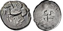 GRIECHISCHE MÜNZEN, GRIECHISCHES MUTTERLAND, KORINTH UND SEINE KOLONIEN, KORINTH. Stater. 550-500. Pegasos steht l. Rs: Quadratum incusum mit swastikaartigem Mäandermuster. BMC 2 ff. BCD Coll. 2/3 var