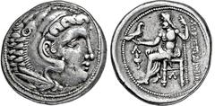 KELTEN KELTEN, DONAUKELTEN, IMIT. D. TETRAD. ALEXANDERS III. Tetradrachme. Herakleskopf mit Löwenfell r. Rs: Zeus thront l. mit Adler und Langzepter. Beizeichen Fackel. OTA -. Kostial -. Lukanc vgl. 2