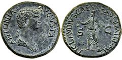 RÖMISCHE MÜNZEN RÖMISCHE MÜNZEN, RÖMISCHES KAISERREICH ANTONIA. TOCHTER D. MARCUS ANTONIUS. 16-, Geprägt unter Claudius.Dupondius. ANTONIA AVGVSTA Drapierte Büste r. mit langem Zopf. Rs: TI CLAVDIVS C