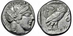 GRIECHISCHE MÜNZEN GRIECHISCHE MÜNZEN, GRIECHISCHES MUTTERLAND, ATTIKA, ATHEN. Tetradrachme. 479-404. Behelmter Athenakopf r. Rs: Eule r., dahinter Olivenzweig und Mondsichel. SNG COP. 32 ff. Svoronos