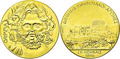 World Coins GRIECHENLAND Georgios I. 1863-1913, Goldmedaille o.J. (um 1970; Prägung Heraeus; 999,9 fein), Nachbildung der Siegermedaille für die I. Olympischen Spiele der Neuzeit in {\i Athen} 1896. B