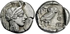 GRIECHISCHE MÜNZEN GRIECHISCHE MÜNZEN, GRIECHISCHES MUTTERLAND, ATTIKA, ATHEN. Tetradrachme. 479-404. Behelmter Athenakopf r. Rs: Eule r., dahinter Olivenzweig und Mondsichel. SNG COP. 32 ff. Svoronos