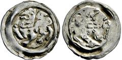 Medieval Coins Römisch-Deutsches Reich, FRANKEN UND DAS EGERLAND, BAMBERG,BISCHÖFLICHE MÜNZSTÄTTE Heinrich I. von Bilversheim. 1242-1258, Pfennig o.J. Kreuz mit Lilie in jedem Winkel. Rs: Bischofsbrus
