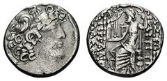 Griechische Münzen Asien Seleukidisches Königreich PHILIPPOS PHILADELPHOS. 93-83. Seleucis et Pieria, Antiochia. Tetradrachme. Geprägt unter römischer Herrschaft nach 47 v. Chr. Kopf mit Diadem r. Rs: