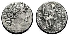 Griechische Münzen Asien Seleukidisches Königreich PHILIPPOS PHILADELPHOS. 93-83. Seleucis et Pieria, Antiochia. Tetradrachme. Geprägt unter römischer Herrschaft 30/29. Kopf mit Diadem r. Rs: Zeus thr