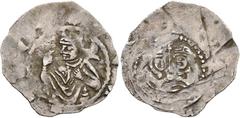 Medieval Coins Römisch-Deutsches Reich, HERZOGTUM BAYERN, REGENSBURG, BISCHÖFLICHE MÜNZSTÄTTE Konrad I. 1126-1132, Pfennig o.J. (um 1120/30). Brustbild eines Geistlichen (St.Peter ?) von vorn. Rs: Geb