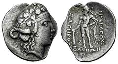 Kelten Donaukelten IMIT. D. TETRADR. V. THASOS. Tetradrachme. Dionysoskopf mit Efeukranz r. Rs: Herakles steht l. mit Keule. Leicht verwilderte Darstellung. OTA -, vgl. Klasse II,1. Kostial 961 f. var