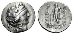 Kelten Donaukelten IMIT. D. TETRADR. V. THASOS. Tetradrachme. Dionysoskopf mit Efeukranz r. Rs: Herakles steht l. mit Keule. OTA Kl. II,5. Kostial 967. 16,74g. ss Frühe Imitation mit korrekter Legende