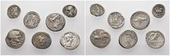 LOTS Republikanische Denare:Cordia, Domitia, Junia und Plaetoria. Dazu ein Quinar des Q. Titius und des L. Rubrius Dossenus sowie eine Siliqua des Valens aus Treveri. Zusammen 7 Exemplare. Siliqua mit